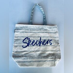 Athleisure Vacation Oversized Skechers Blue, Gray and White Cotton Tote Bag